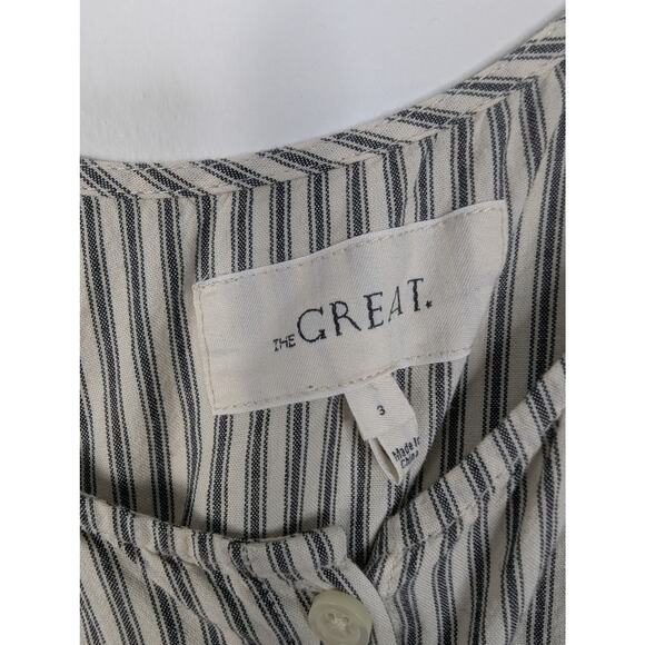 THE GREAT. Striped Midi Dress in Black and White - Picture 7 of 10